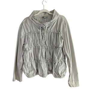 Habitat Clothes to Live In Jacket Womens L Tan Ruched Button Front Lightweight